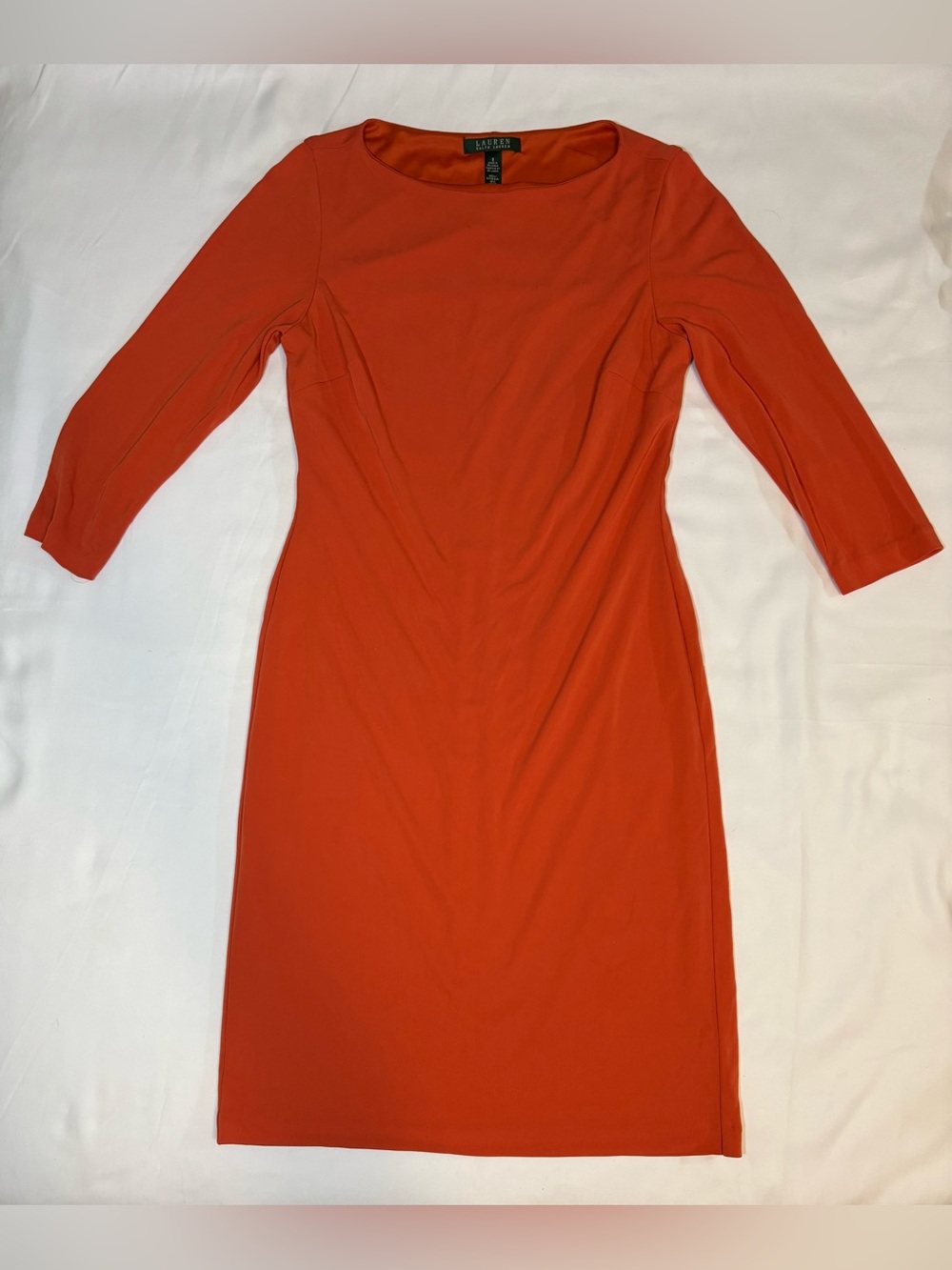 Lauren Ralph Lauren Orange Long-Sleeve Sheath Dress